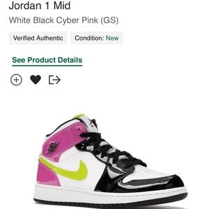 Jordan 1 Mid GS White Black Cyber Pink